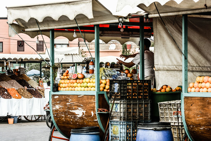 Traditional foodstands in Marrakesh, Morocco