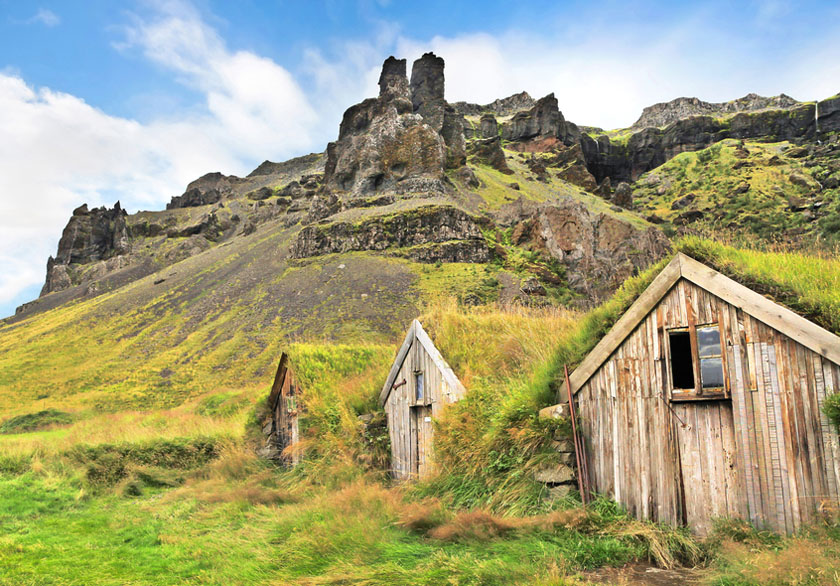 Mountain houses in Iceland